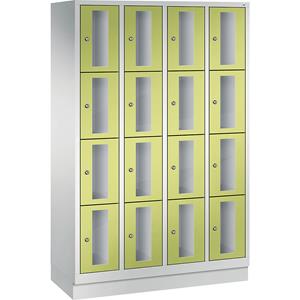 C+P CLASSIC Fächerschrank, Fachhöhe 375 mm, mit Sockel, 16 Fächer, Breite 1190 mm, Tür viridingrün
