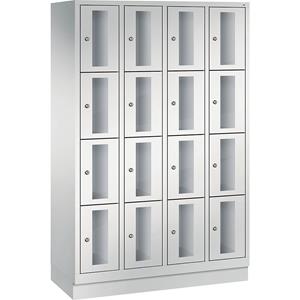 C+P CLASSIC Fächerschrank, Fachhöhe 375 mm, mit Sockel, 16 Fächer, Breite 1190 mm, Tür lichtgrau