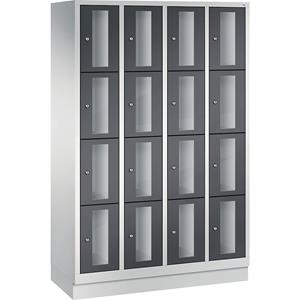 C+P CLASSIC Fächerschrank, Fachhöhe 375 mm, mit Sockel, 16 Fächer, Breite 1190 mm, Tür schwarzgrau