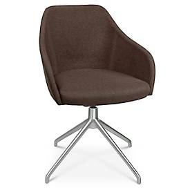 Topstar Conferentiestoel  Sitness Life 2.1, draaibaar/zitting in hoogte verstelbaar, armleuningen, B 350-480 x D 460 x H 460-490 mm, 4-poots onderstel, mat aluminium & stof, d.bruin