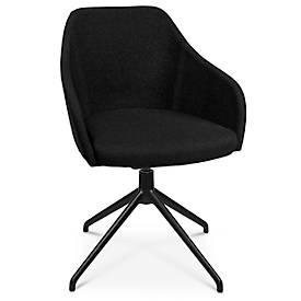 Konferenzsessel Topstar Sitness Life 2.1, dreh-/sitzhöhenverstellbar, Armlehnen, B 350-480 x T 460 x H 460-490 mm, 4-Fußgestell, Alu schwarz-matt & Stoff, schwarz