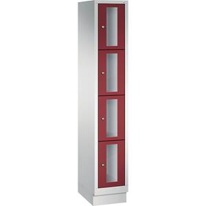 C+P CLASSIC Fächerschrank, Fachhöhe 375 mm, mit Sockel, 4 Fächer, Breite 320 mm, Tür rubinrot