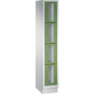 C+P CLASSIC Fächerschrank, Fachhöhe 375 mm, mit Sockel, 4 Fächer, Breite 320 mm, Tür resedagrün