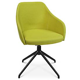 Topstar Conferentiestoel  Sitness Life 2.1, draaibaar/zitting in hoogte verstelbaar, armleuningen, B 350-480 x D 460 x H 460-490 mm, 4-poots onderstel, aluminium zwart mat & stof, geel