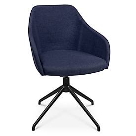 Topstar Conferentiestoel  Sitness Life 2.1, draaibaar/zitting in hoogte verstelbaar, armleuningen, B 350-480 x D 460 x H 460-490 mm, 4-poots onderstel, aluminium zwart mat & stof, d.blauw