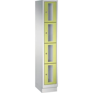 C+P CLASSIC Fächerschrank, Fachhöhe 375 mm, mit Sockel, 4 Fächer, Breite 320 mm, Tür viridingrün