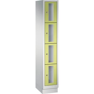 C+P CLASSIC vakkenkast, vakhoogte 375 mm, met sokkel, 4 vakken, breedte 320 mm, deur felgroen