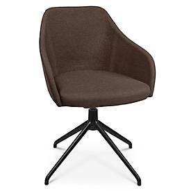 Topstar Conferentiestoel  Sitness Life 2.1, draaibaar/zitting in hoogte verstelbaar, armleuningen, B 350-480 x D 460 x H 460-490 mm, 4-poots onderstel, aluminium zwart mat & stof, d.bruin