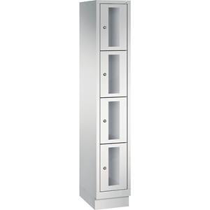 C+P CLASSIC Fächerschrank, Fachhöhe 375 mm, mit Sockel, 4 Fächer, Breite 320 mm, Tür lichtgrau