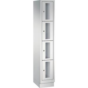 C+P CLASSIC vakkenkast, vakhoogte 375 mm, met sokkel, 4 vakken, breedte 320 mm, deur lichtgrijs