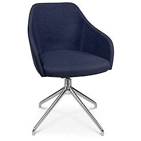 Topstar Conferentiestoel  Sitness Life 2.1, draaibaar/zitting in hoogte verstelbaar, armleuningen, B 350-480 x D 460 x H 460-490 mm, 4-poots onderstel, gepolijst aluminium & stof, d.blauw