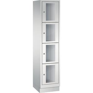 C+P CLASSIC Fächerschrank, Fachhöhe 375 mm, mit Sockel, 4 Fächer, Breite 420 mm, Tür lichtgrau