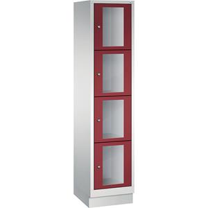 C+P CLASSIC Fächerschrank, Fachhöhe 375 mm, mit Sockel, 4 Fächer, Breite 420 mm, Tür rubinrot