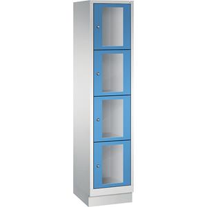 C+P CLASSIC Fächerschrank, Fachhöhe 375 mm, mit Sockel, 4 Fächer, Breite 420 mm, Tür lichtblau