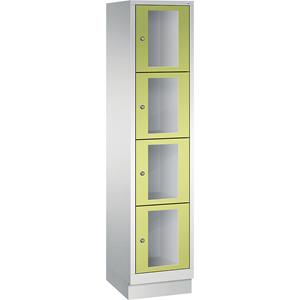 C+P CLASSIC Fächerschrank, Fachhöhe 375 mm, mit Sockel, 4 Fächer, Breite 420 mm, Tür viridingrün