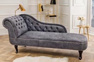 Invicta Interior Chaise longue Chesterfield 170cm fluweel grijs/ 41253