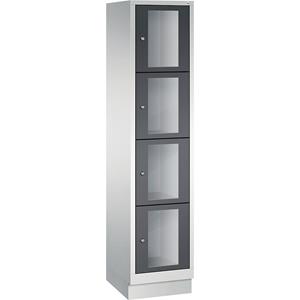 C+P CLASSIC Fächerschrank, Fachhöhe 375 mm, mit Sockel, 4 Fächer, Breite 420 mm, Tür schwarzgrau