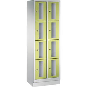 C+P CLASSIC Fächerschrank, Fachhöhe 375 mm, mit Sockel, 8 Fächer, Breite 610 mm, Tür viridingrün