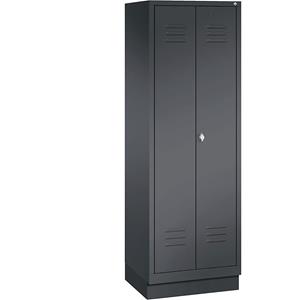 C+P CLASSIC Aufbewahrungsschrank mit Sockel, zueinander schlagende Türen, 1 Abteil, Abteilbreite 600 mm, schwarzgrau