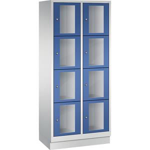 C+P CLASSIC Fächerschrank, Fachhöhe 375 mm, mit Sockel, 8 Fächer, Breite 810 mm, Tür enzianblau