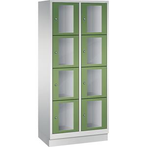C+P CLASSIC Fächerschrank, Fachhöhe 375 mm, mit Sockel, 8 Fächer, Breite 810 mm, Tür resedagrün