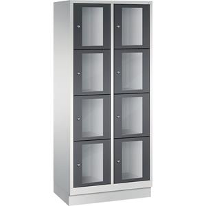C+P CLASSIC Fächerschrank, Fachhöhe 375 mm, mit Sockel, 8 Fächer, Breite 810 mm, Tür schwarzgrau