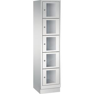 C+P CLASSIC Fächerschrank, Fachhöhe 295 mm, mit Sockel, 5 Fächer, Breite 420 mm, Tür lichtgrau