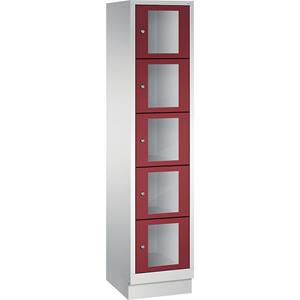 C+P CLASSIC Fächerschrank, Fachhöhe 295 mm, mit Sockel, 5 Fächer, Breite 420 mm, Tür rubinrot