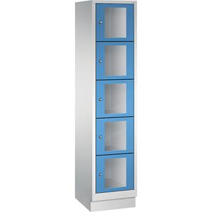 C+P CLASSIC Fächerschrank, Fachhöhe 295 mm, mit Sockel, 5 Fächer, Breite 420 mm, Tür lichtblau