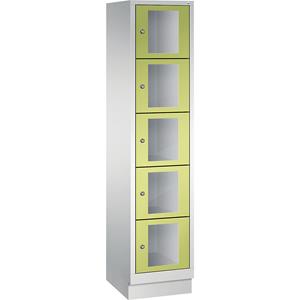 C+P CLASSIC Fächerschrank, Fachhöhe 295 mm, mit Sockel, 5 Fächer, Breite 420 mm, Tür viridingrün