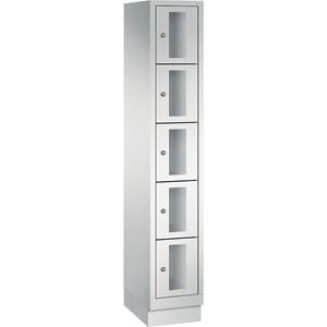 C+P CLASSIC Fächerschrank, Fachhöhe 295 mm, mit Sockel, 5 Fächer, Breite 320 mm, Tür lichtgrau