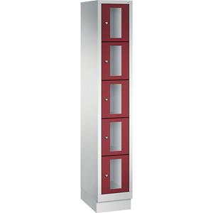 C+P CLASSIC Fächerschrank, Fachhöhe 295 mm, mit Sockel, 5 Fächer, Breite 320 mm, Tür rubinrot