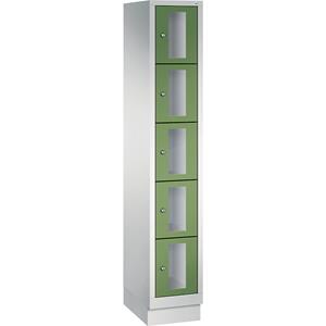 C+P CLASSIC Fächerschrank, Fachhöhe 295 mm, mit Sockel, 5 Fächer, Breite 320 mm, Tür resedagrün