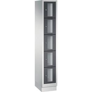 C+P CLASSIC Fächerschrank, Fachhöhe 295 mm, mit Sockel, 5 Fächer, Breite 320 mm, Tür schwarzgrau