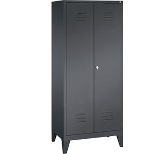 C+P CLASSIC Geräteschrank mit Füßen, 2 Abteile, Abteilbreite 400 mm, schwarzgrau