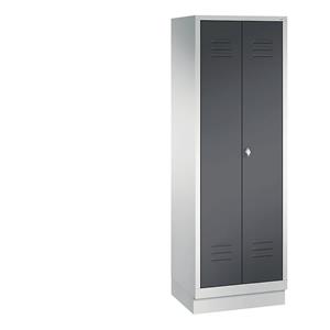 C+P CLASSIC Geräteschrank mit Sockel, 2 Abteile, Abteilbreite 300 mm, lichtgrau / schwarzgrau