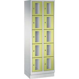 C+P CLASSIC Fächerschrank, Fachhöhe 295 mm, mit Sockel, 10 Fächer, Breite 610 mm, Tür viridingrün