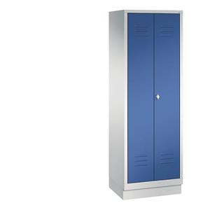 C+P CLASSIC Geräteschrank mit Sockel, 2 Abteile, Abteilbreite 300 mm, lichtgrau / enzianblau