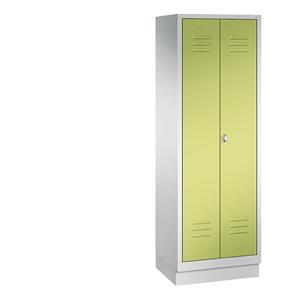 C+P CLASSIC Geräteschrank mit Sockel, 2 Abteile, Abteilbreite 300 mm, lichtgrau / viridingrün