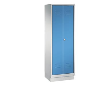 C+P CLASSIC Geräteschrank mit Sockel, 2 Abteile, Abteilbreite 300 mm, lichtgrau / lichtblau