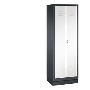 C+P CLASSIC Geräteschrank mit Sockel, 2 Abteile, Abteilbreite 300 mm, schwarzgrau / verkehrsweiß