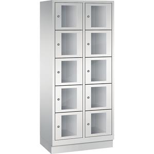 C+P CLASSIC Fächerschrank, Fachhöhe 295 mm, mit Sockel, 10 Fächer, Breite 810 mm, Tür lichtgrau