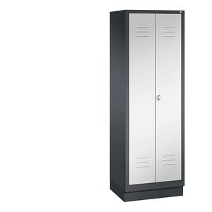 C+P CLASSIC Geräteschrank mit Sockel, 2 Abteile, Abteilbreite 300 mm, schwarzgrau / lichtgrau