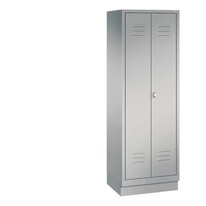 C+P CLASSIC Geräteschrank mit Sockel, 2 Abteile, Abteilbreite 300 mm, weißaluminium