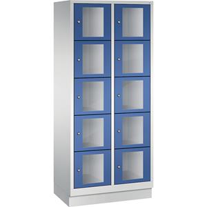 C+P CLASSIC Fächerschrank, Fachhöhe 295 mm, mit Sockel, 10 Fächer, Breite 810 mm, Tür enzianblau