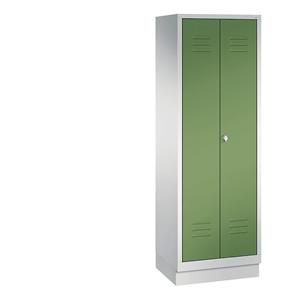 C+P CLASSIC Geräteschrank mit Sockel, 2 Abteile, Abteilbreite 300 mm, lichtgrau / resedagrün