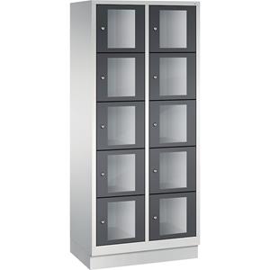 C+P CLASSIC Fächerschrank, Fachhöhe 295 mm, mit Sockel, 10 Fächer, Breite 810 mm, Tür schwarzgrau