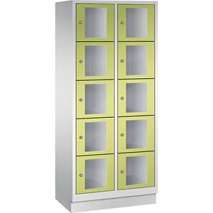 C+P CLASSIC Fächerschrank, Fachhöhe 295 mm, mit Sockel, 10 Fächer, Breite 810 mm, Tür viridingrün