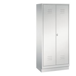 C+P CLASSIC Geräteschrank mit Sockel, 2 Abteile, Abteilbreite 400 mm, lichtgrau