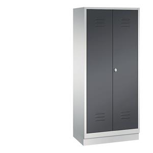 C+P CLASSIC Geräteschrank mit Sockel, 2 Abteile, Abteilbreite 400 mm, lichtgrau / schwarzgrau